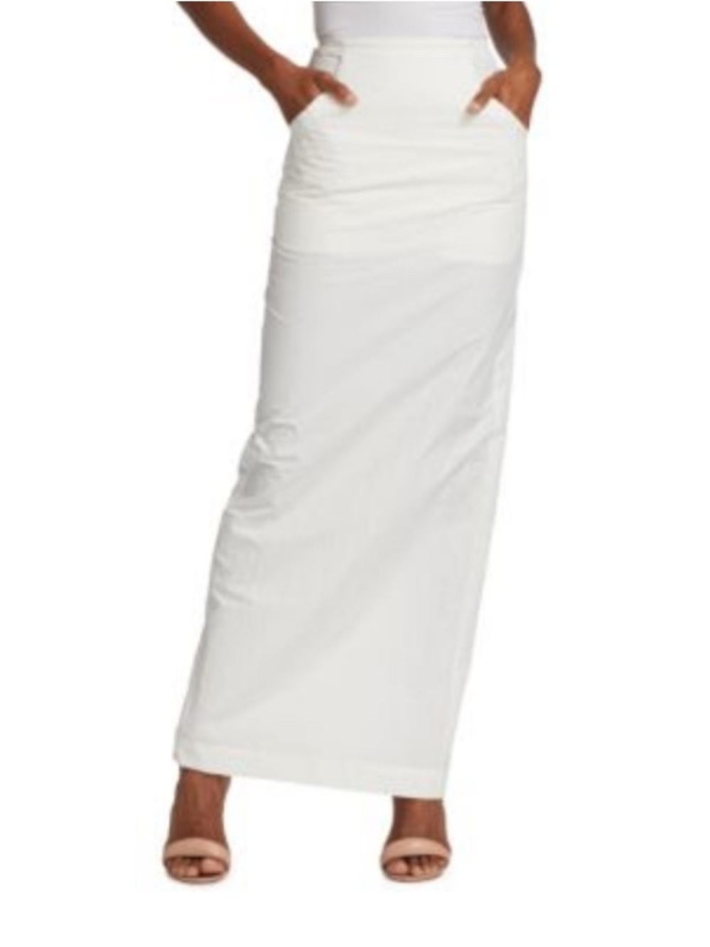 Christopher Esber White Maxi Skirt with Pockets and Streamlined Waist